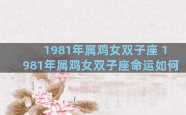 1981年属鸡女双子座 1981年属鸡女双子座命运如何